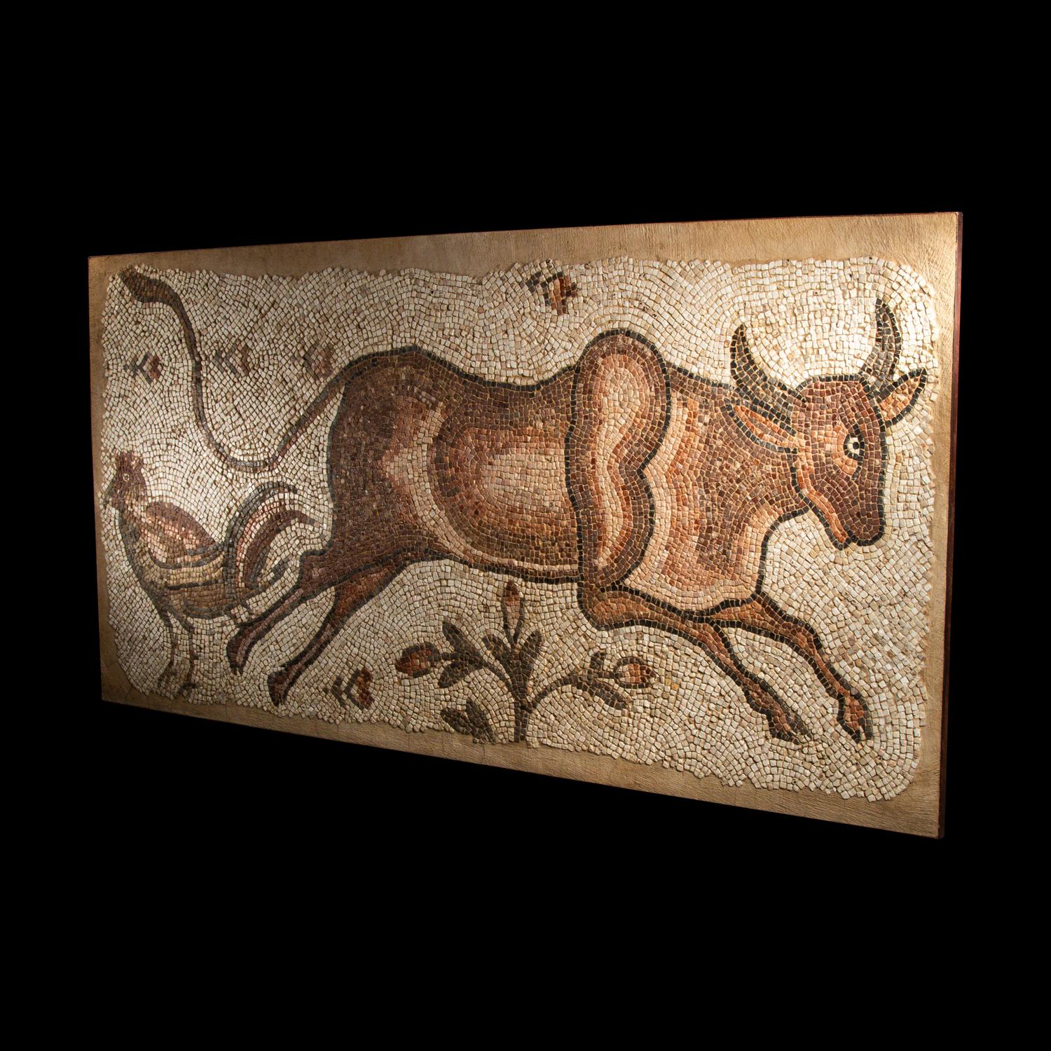 A Late Roman or Byzantine Mosaic with a Cow and Chicken