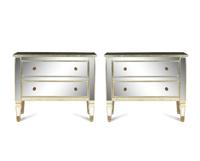 A Pair of Silver Gilt Mirror-Veneered Bedside Commodes