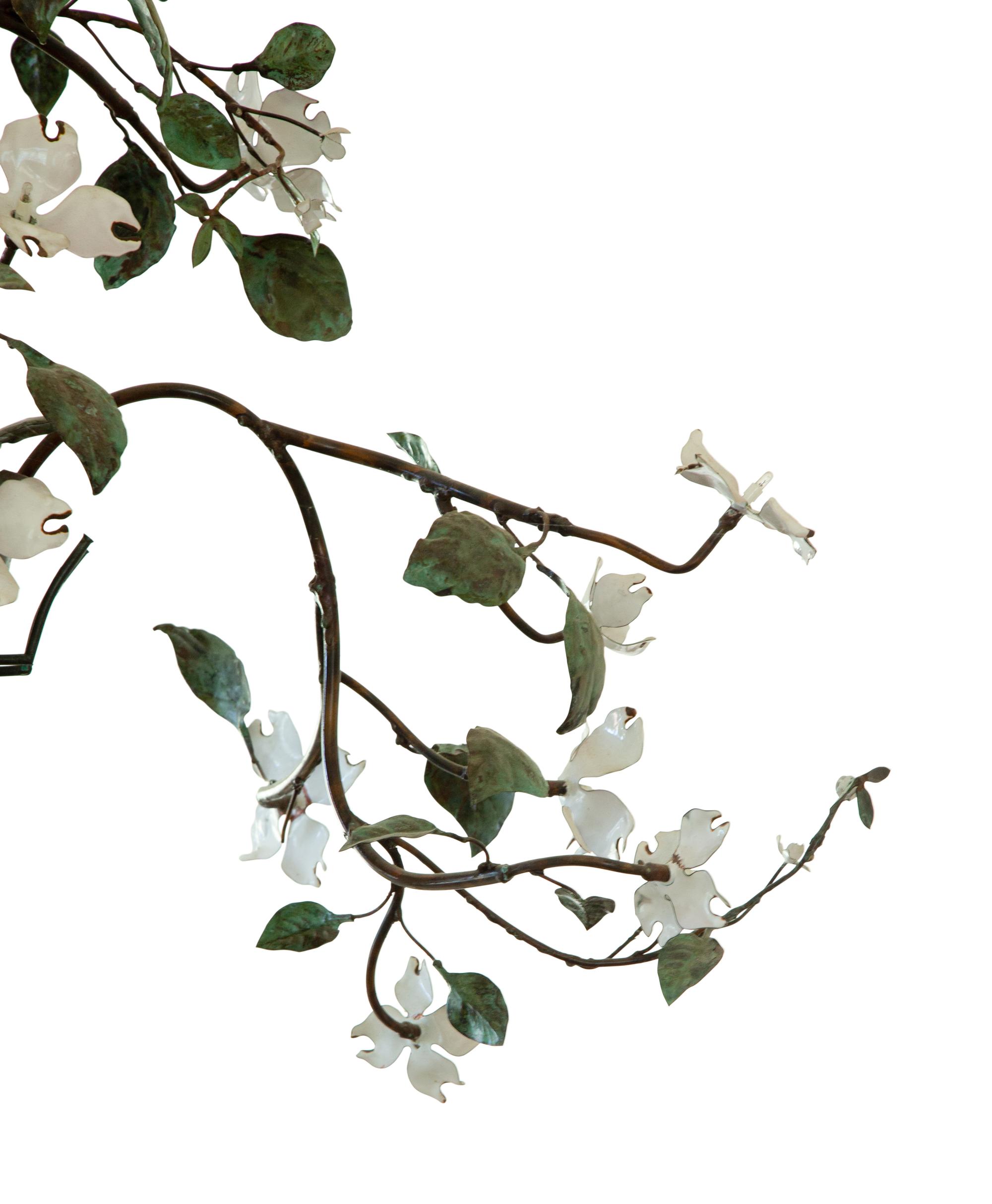 A Painted Tole Foliate Pendant Light