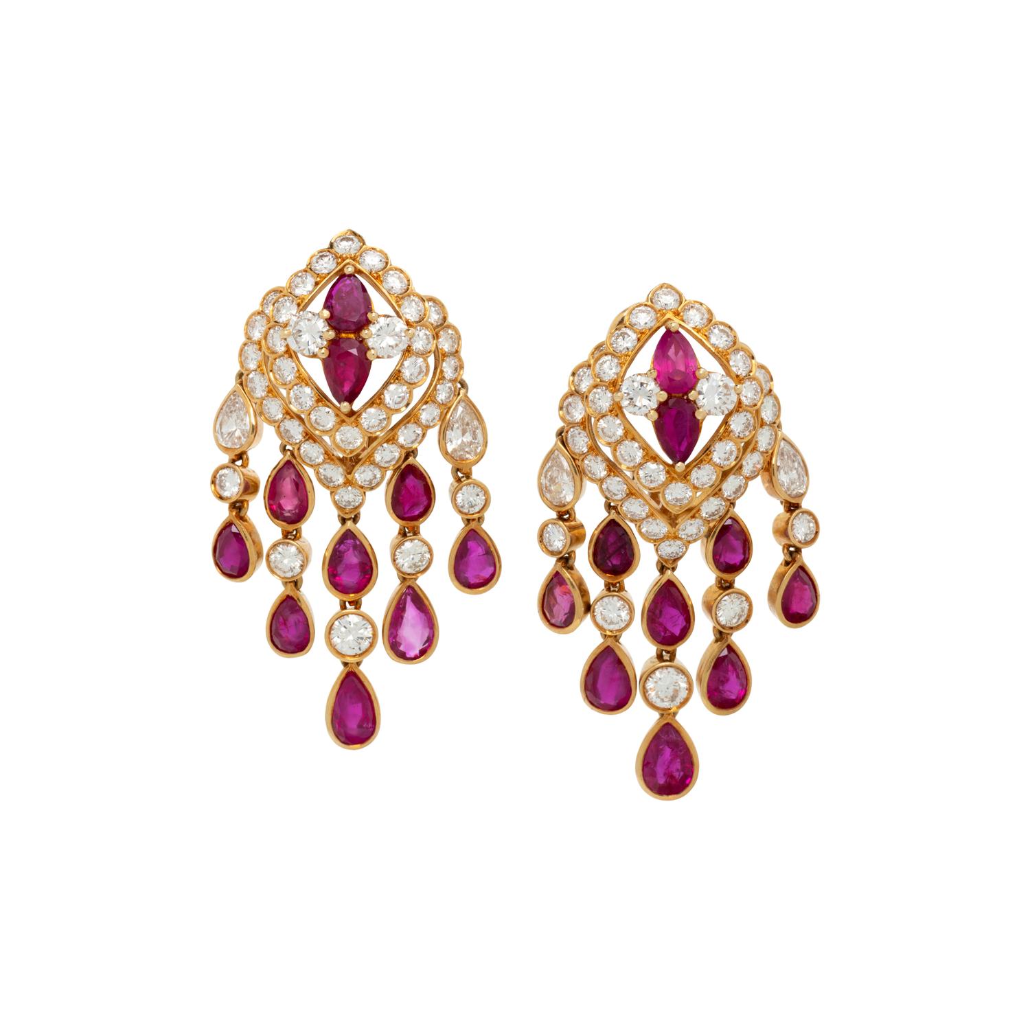 RUBY AND DIAMOND CLIP EARRINGS