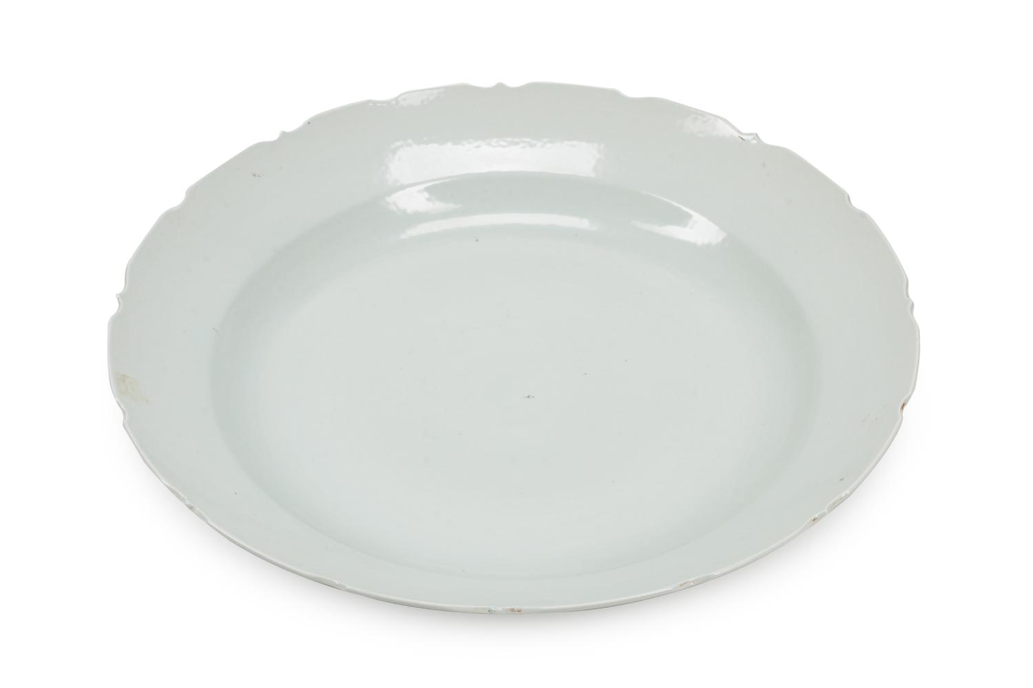 A Large Chinese White-Glazed Porcelain Charger