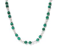 A Silver and Malachite Bead Necklace, 55.60 dwts.