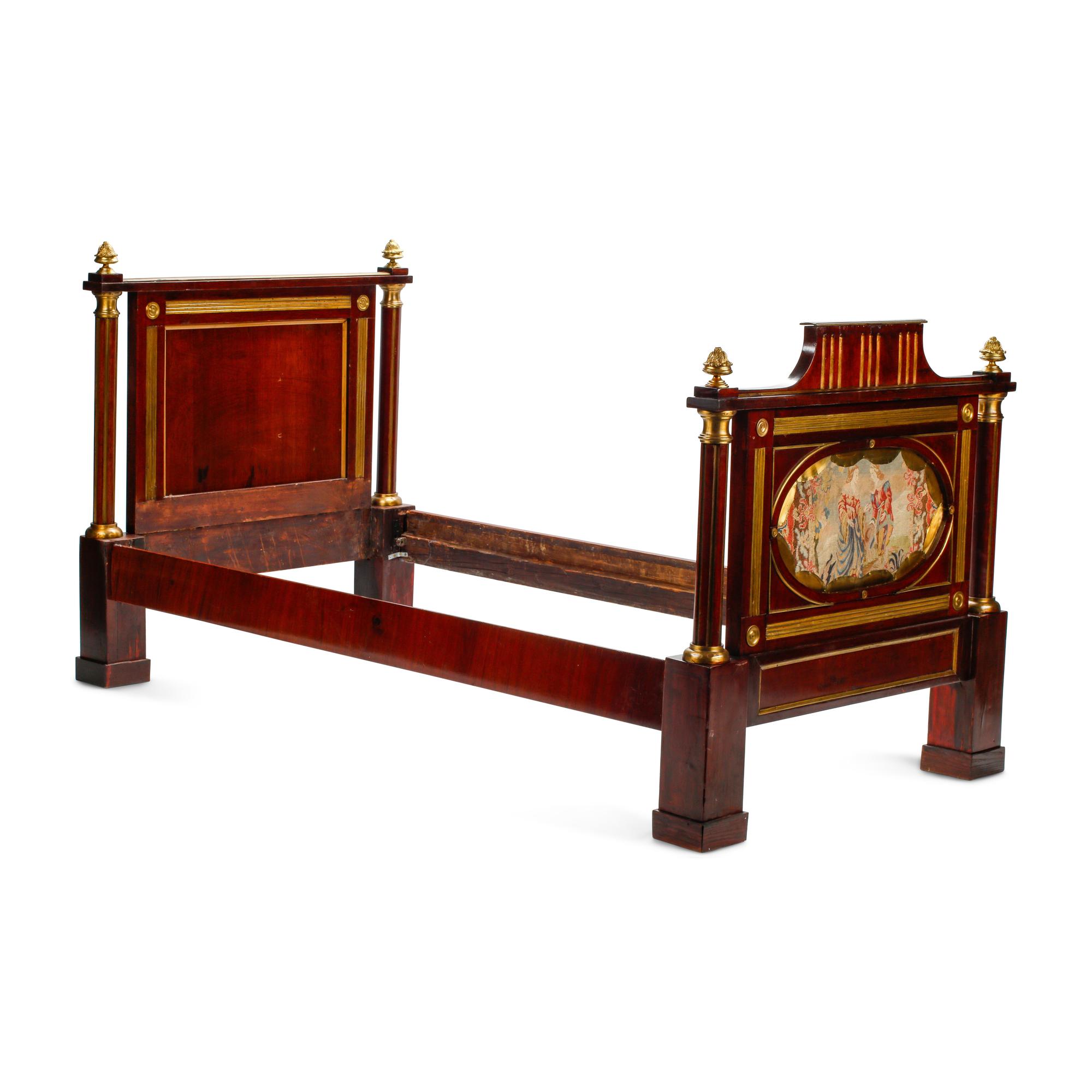 A Russian or Baltic Neoclassical Gilt Bronze Mounted Mahogany Bed