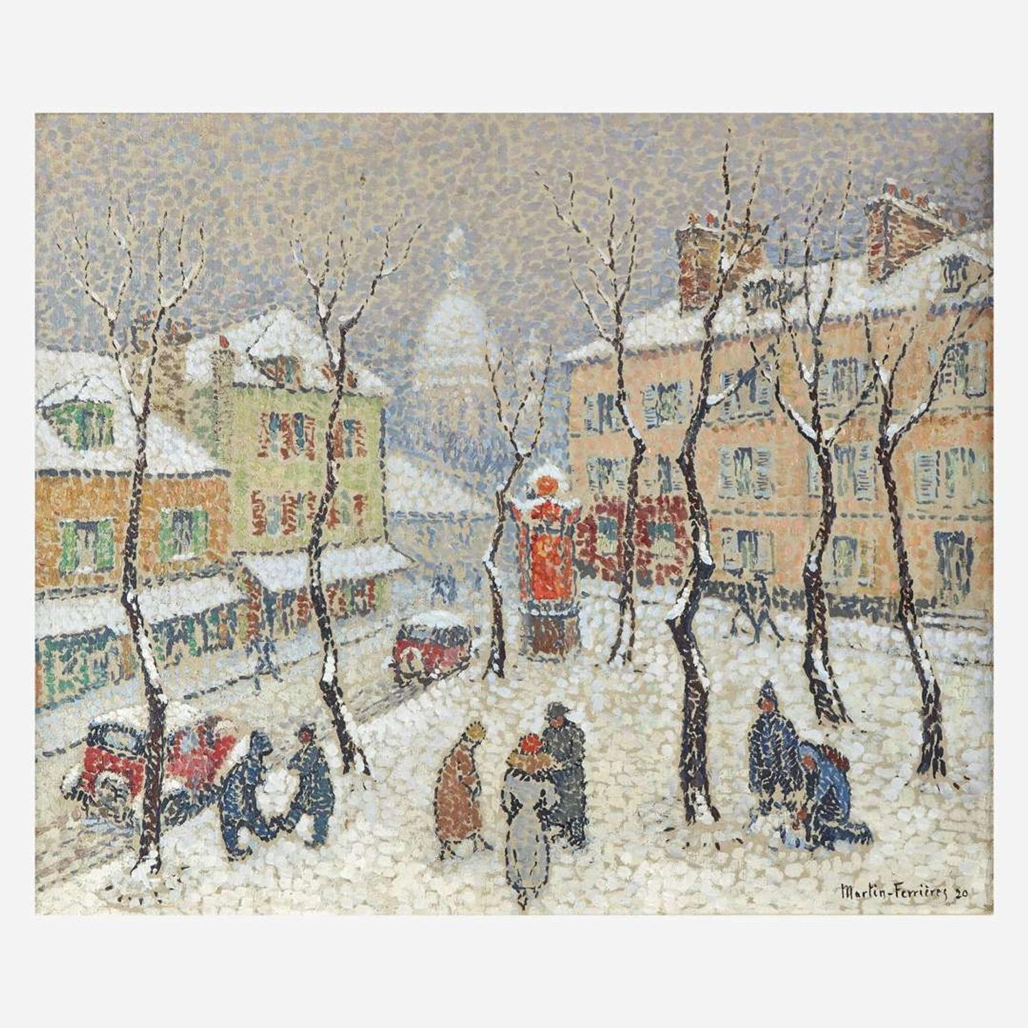 Jacques Martin-Ferrières (French, 1891–1972) Place du Tertre Sous la Neige, Montmartre