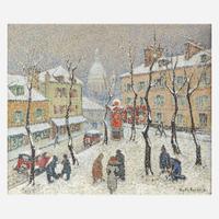 Jacques Martin-Ferrières (French, 1891–1972) Place du Tertre Sous la Neige, Montmartre