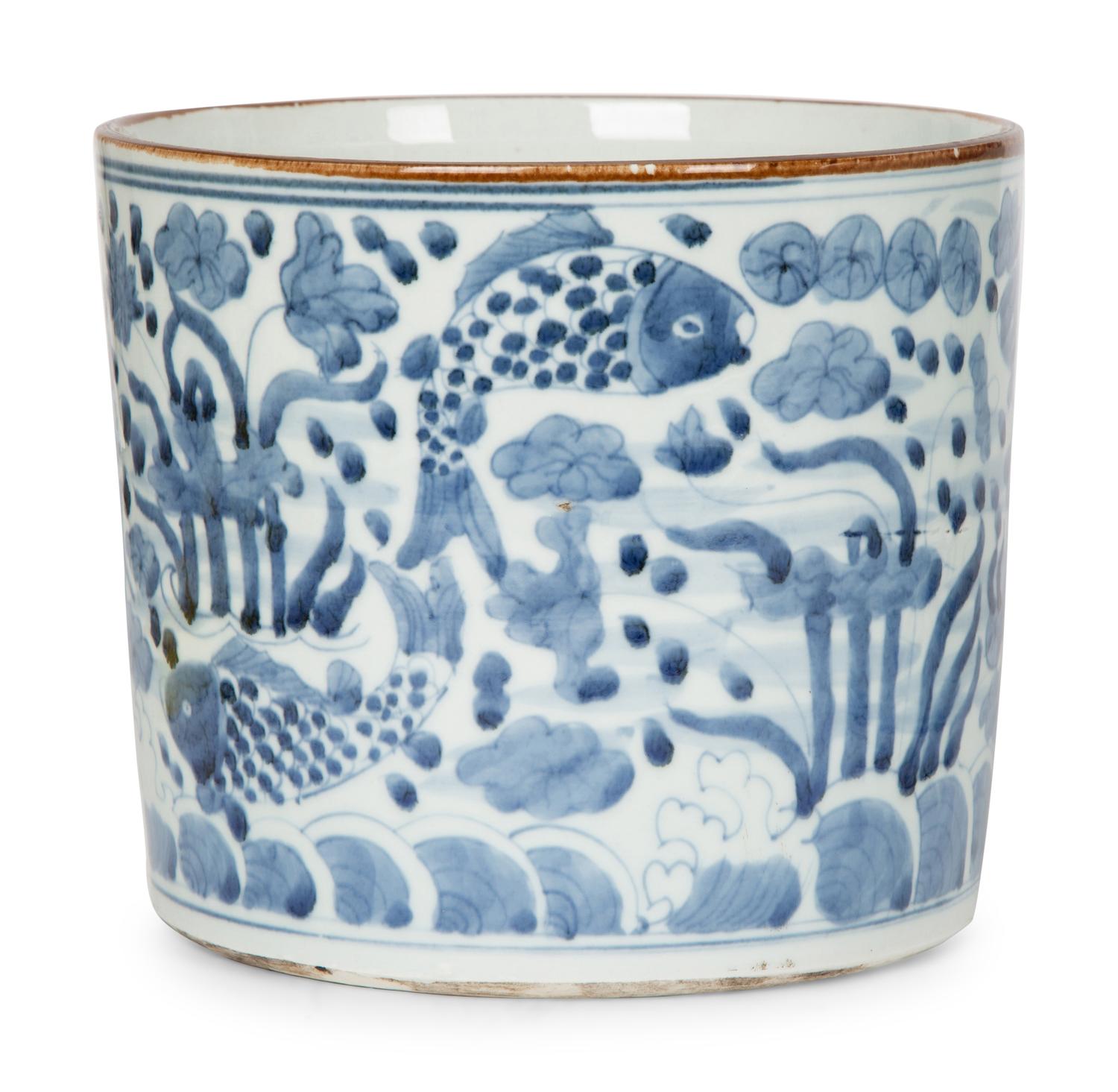 Three Chinese Blue and White Planters — 20TH CENTURY
