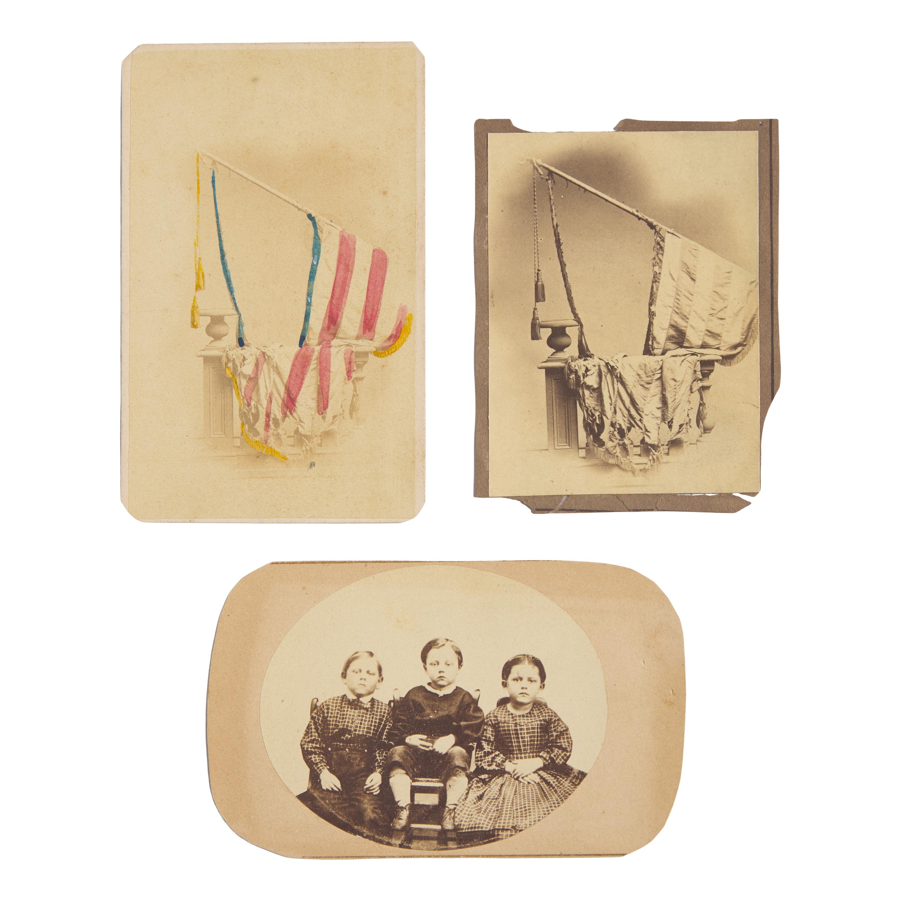 [Civil War] 3 CDVs with Civil War interest, including views of the 82nd Pennsylvania National Colors and "Children of the Battle Field"