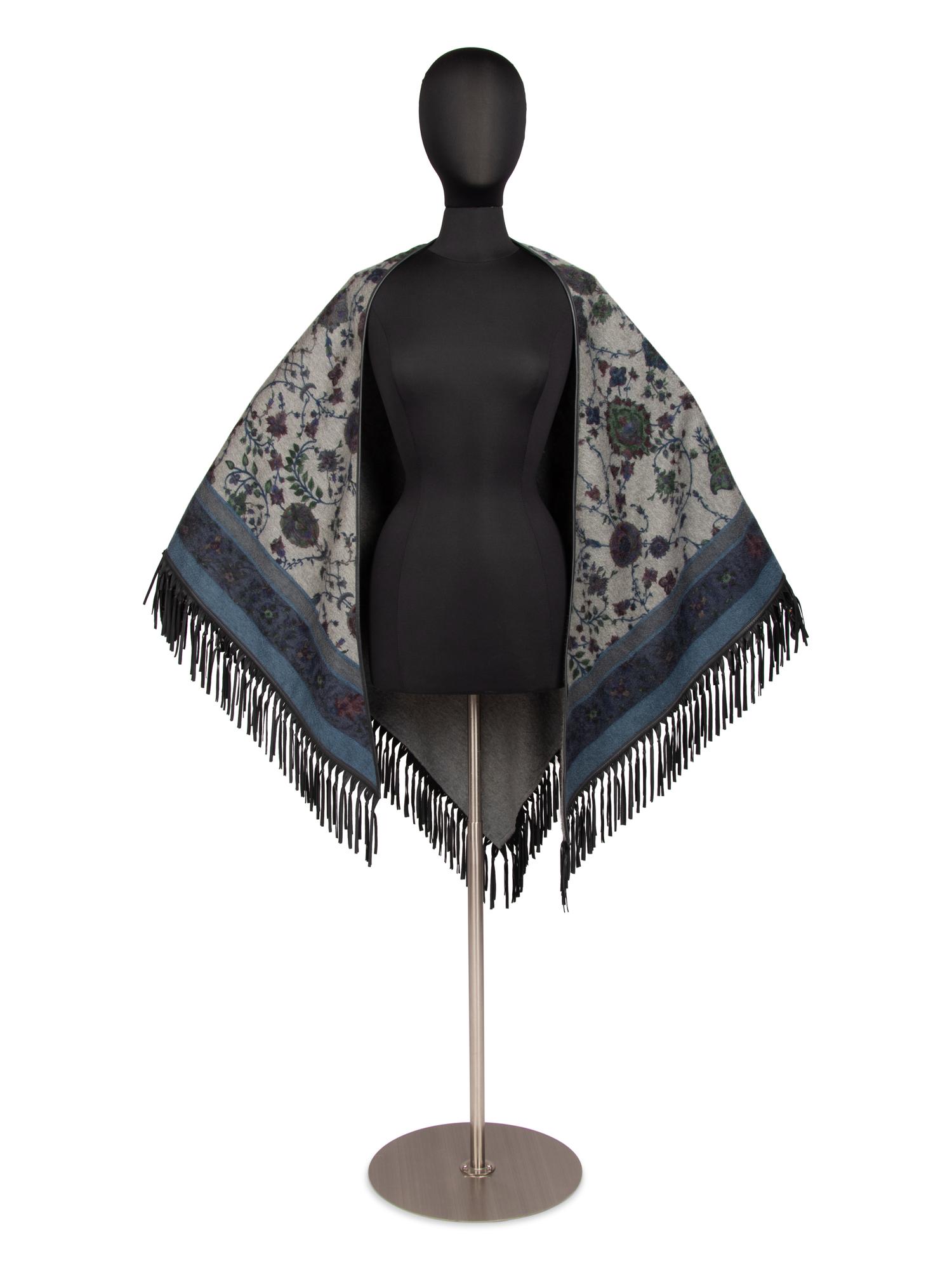 Loro Piana Lambskin Leather Trimmed Cashmere Shawl
