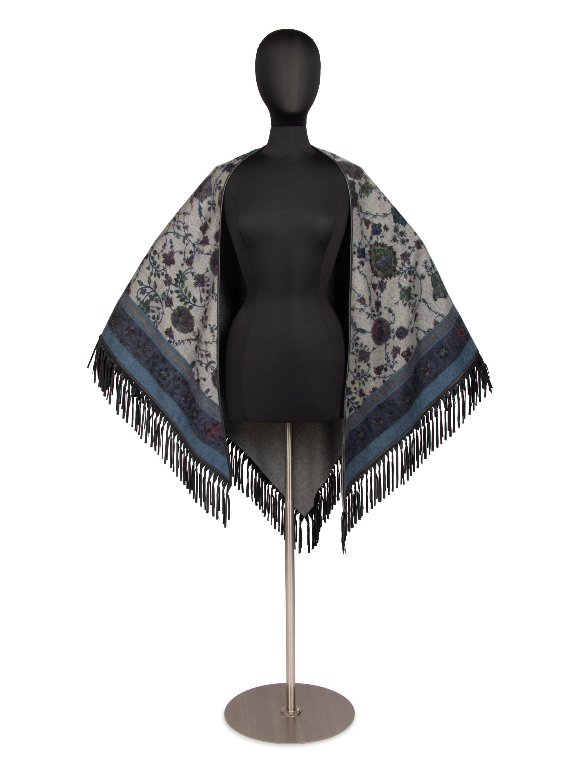 Loro Piana Lambskin Leather Trimmed Cashmere Shawl