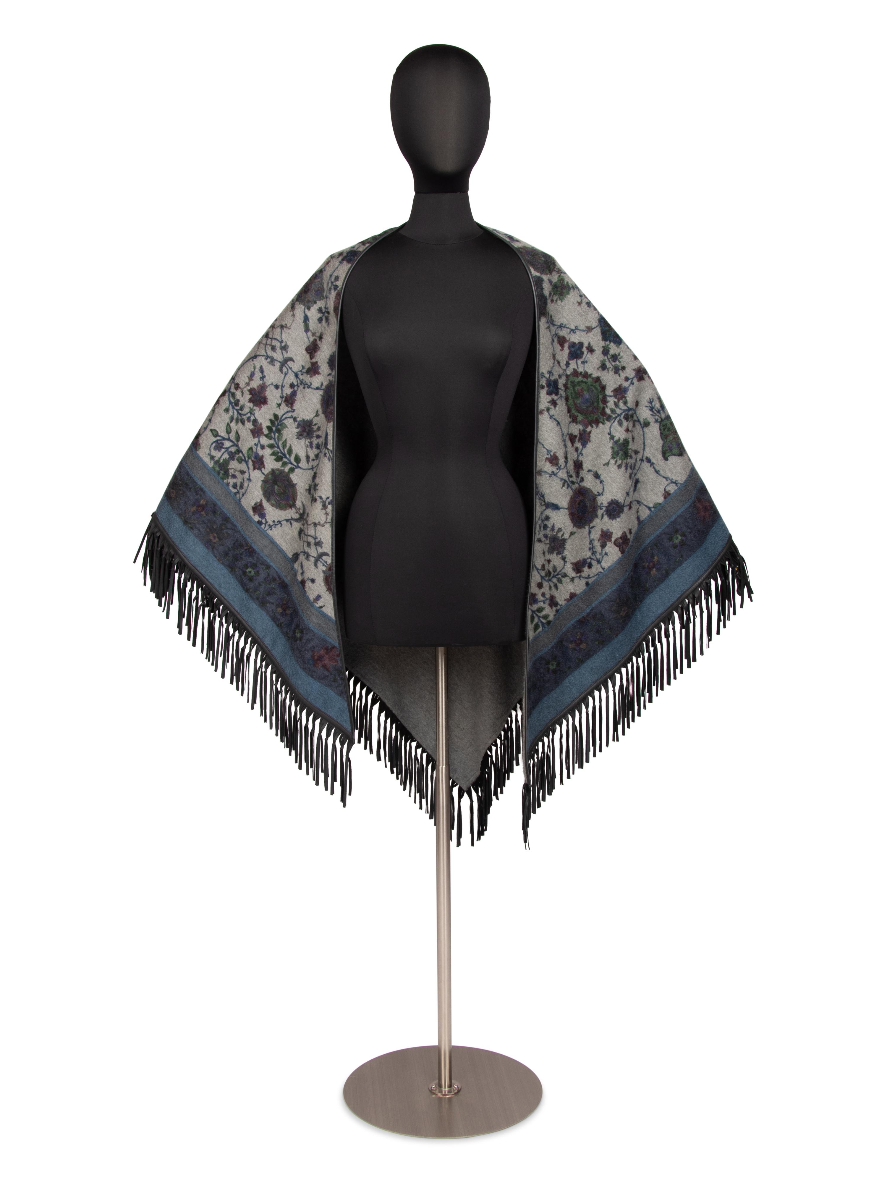 Loro Piana Lambskin Leather Trimmed Cashmere Shawl