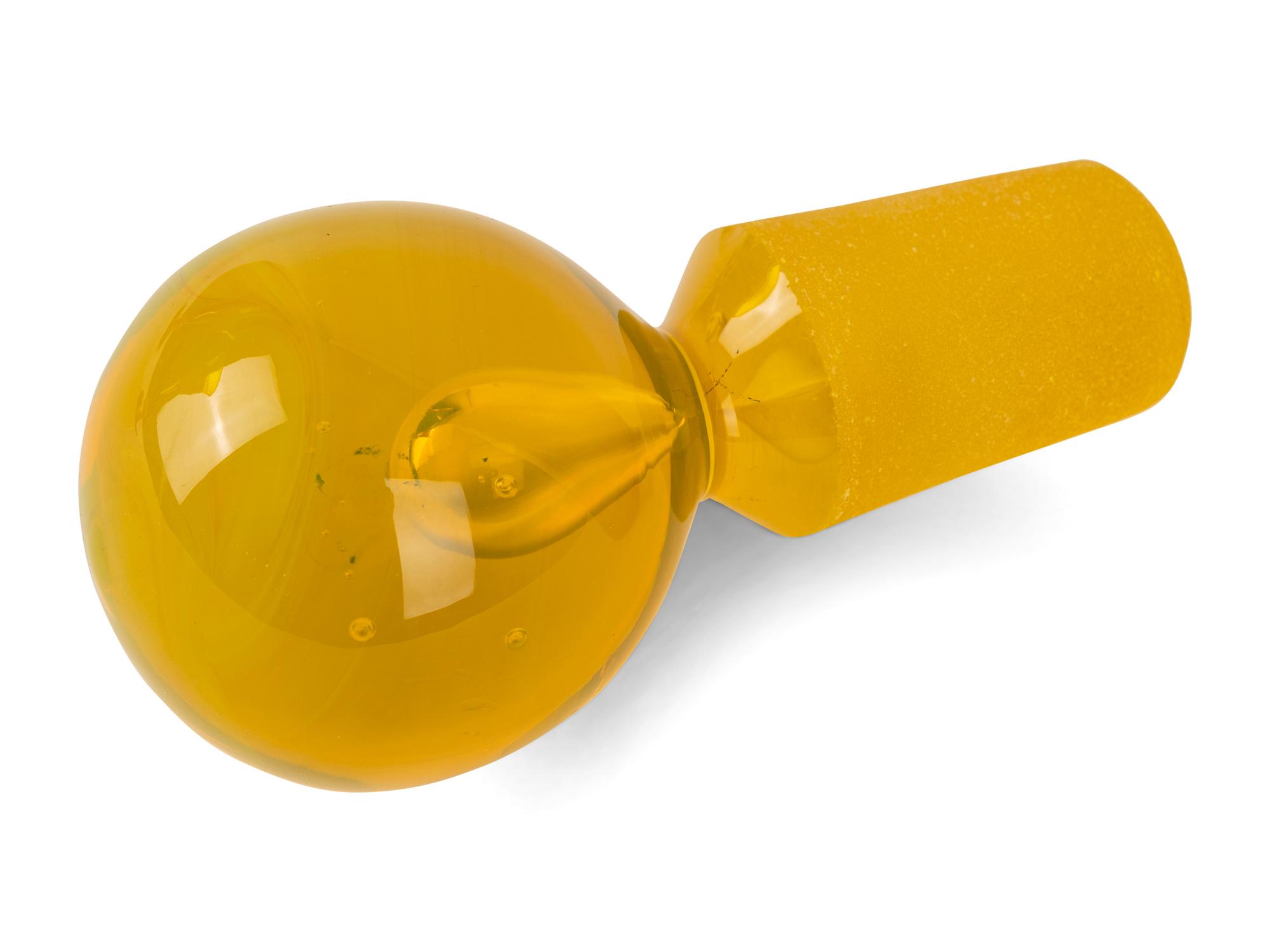 Yellow Glass Decanter with Stopper and Six Goblets, c. 1970