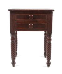 An American Classical Walnut Work Table Height 27 1/4 x width 21 1/4 x depth 18 3/4 inches. — 19TH CENTURY