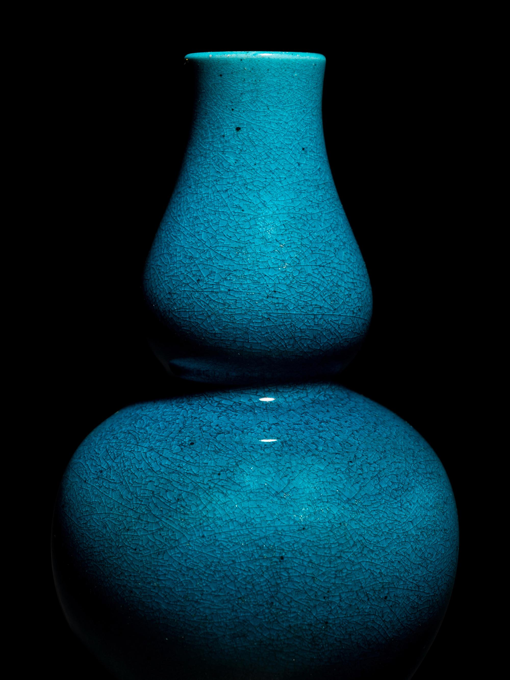 Two Chinese Monochrome Glazed Double Gourd-Form Vases