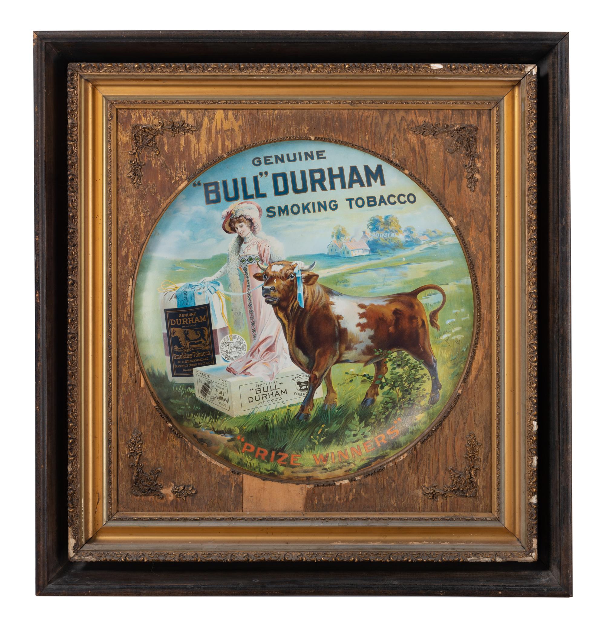 A Bull Durham Tobacco Tin Advertising Charger