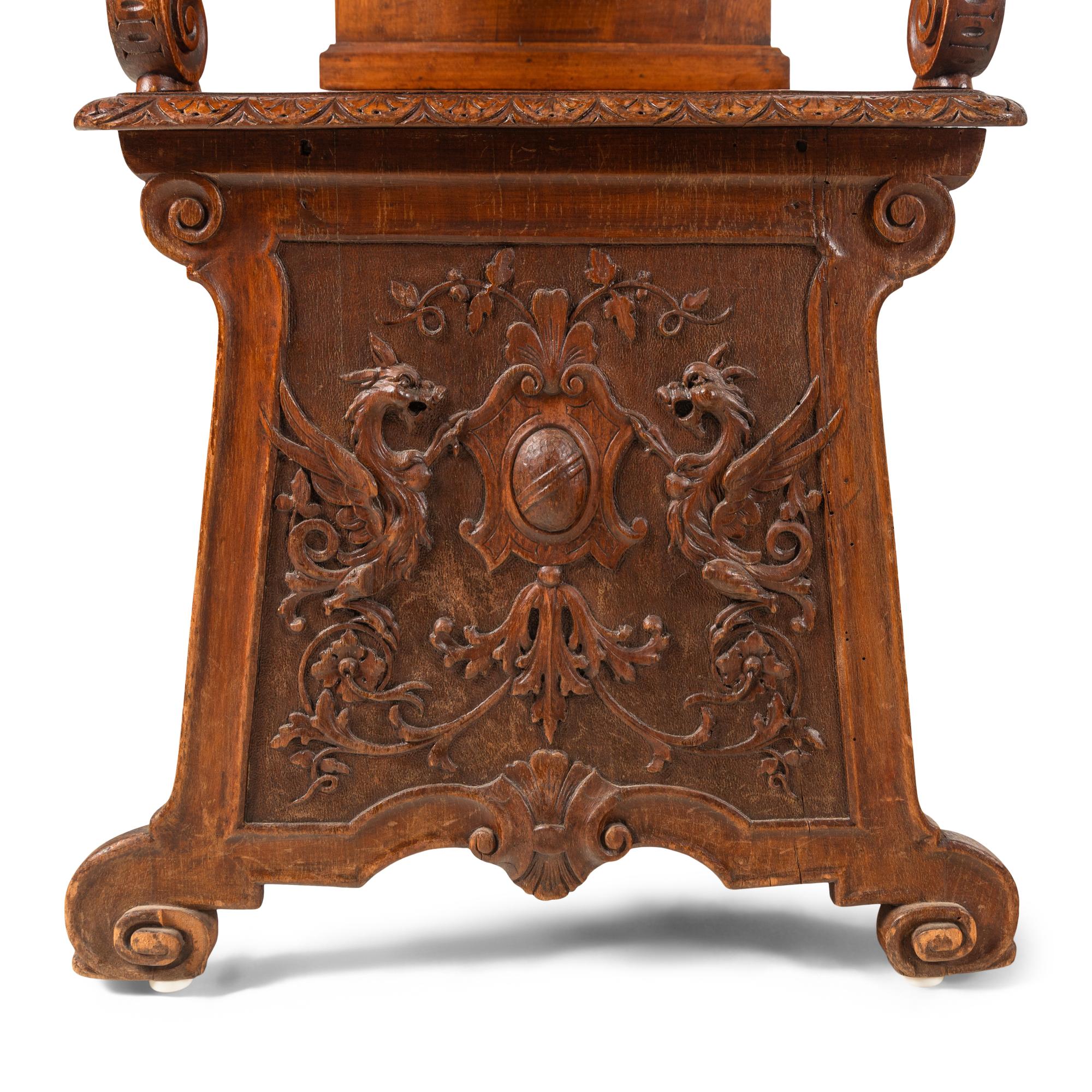 A Set of Six Italian Carved Walnut Armchairs