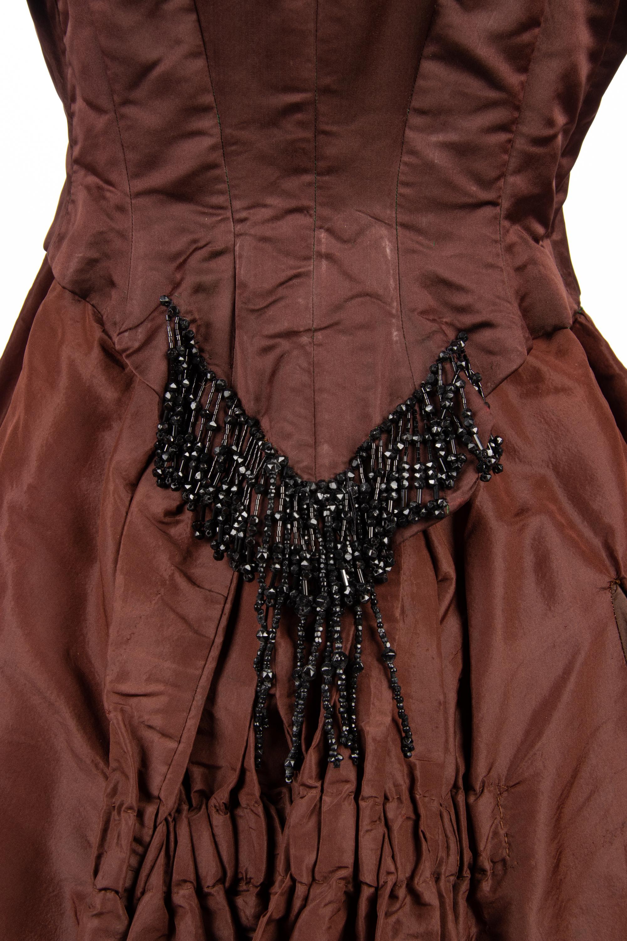 Two Silk Bustle Dresses, 1890s
