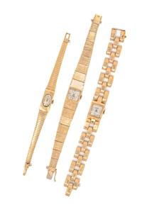 A Collection of 14 Karat Yellow Gold Wristwatches,