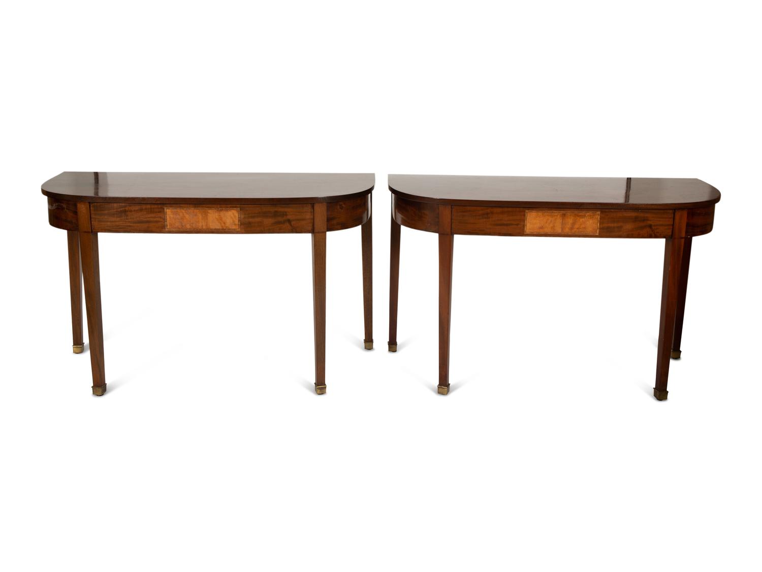 A Pair of George III Style Mahogany Console Tables