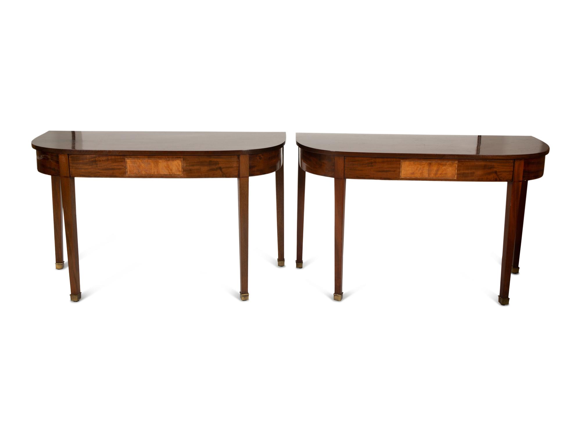 A Pair of George III Style Mahogany Console Tables
