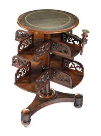 A William IV Mahogany Revolving Book Stand with Candle Branch