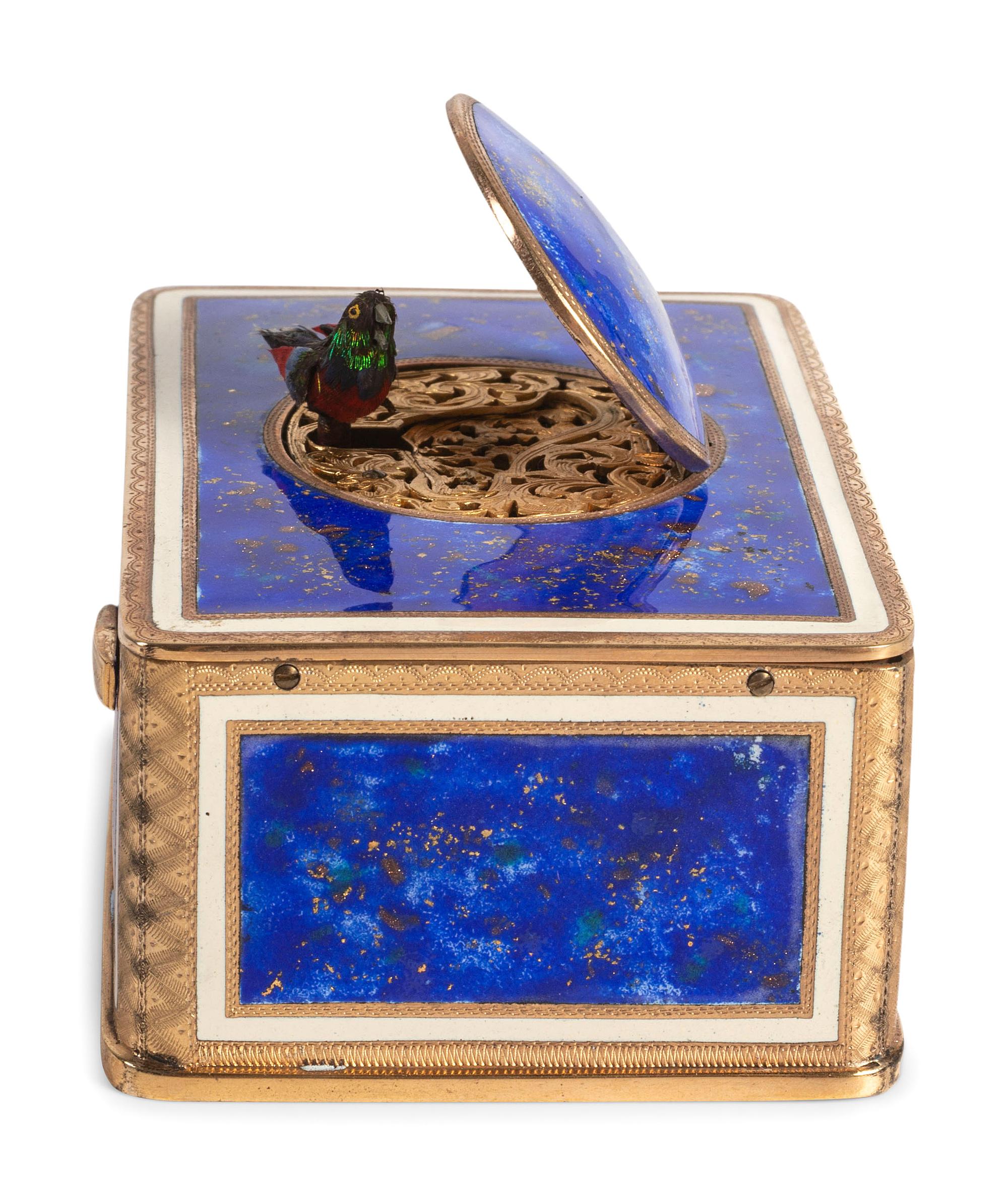 An Enamel and Gilt Metal Singing Bird Automaton