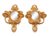 A Pair of French Neoclassical Style Gilt Metal Girandole Mirrors