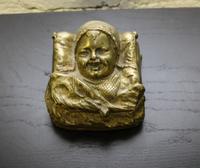 A Gilt Bronze Figural Jewelry Box Height 4 1/2 x width 4 1/2 inches.