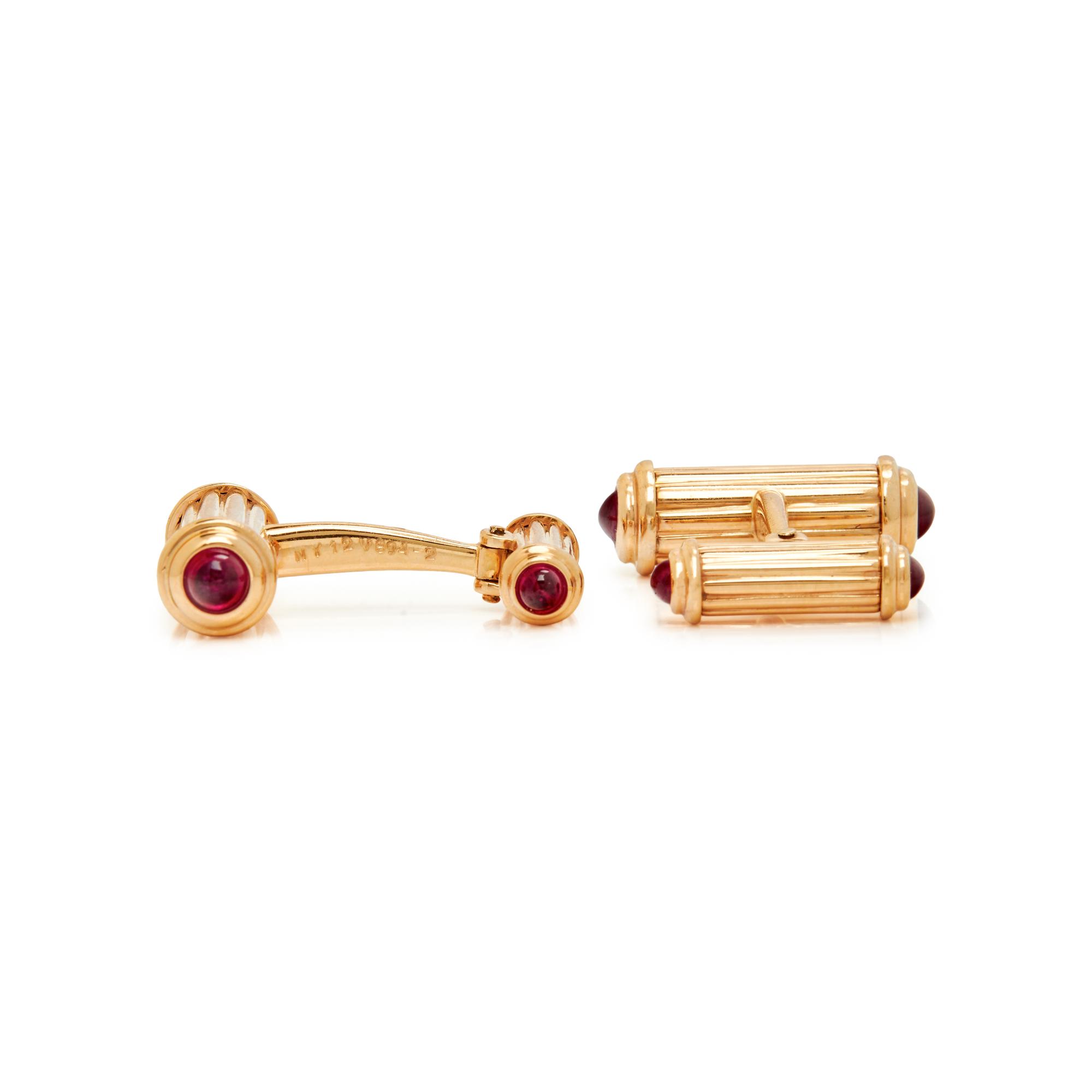 VAN CLEEF & ARPELS, YELLOW GOLD AND RUBY CUFFLINKS
