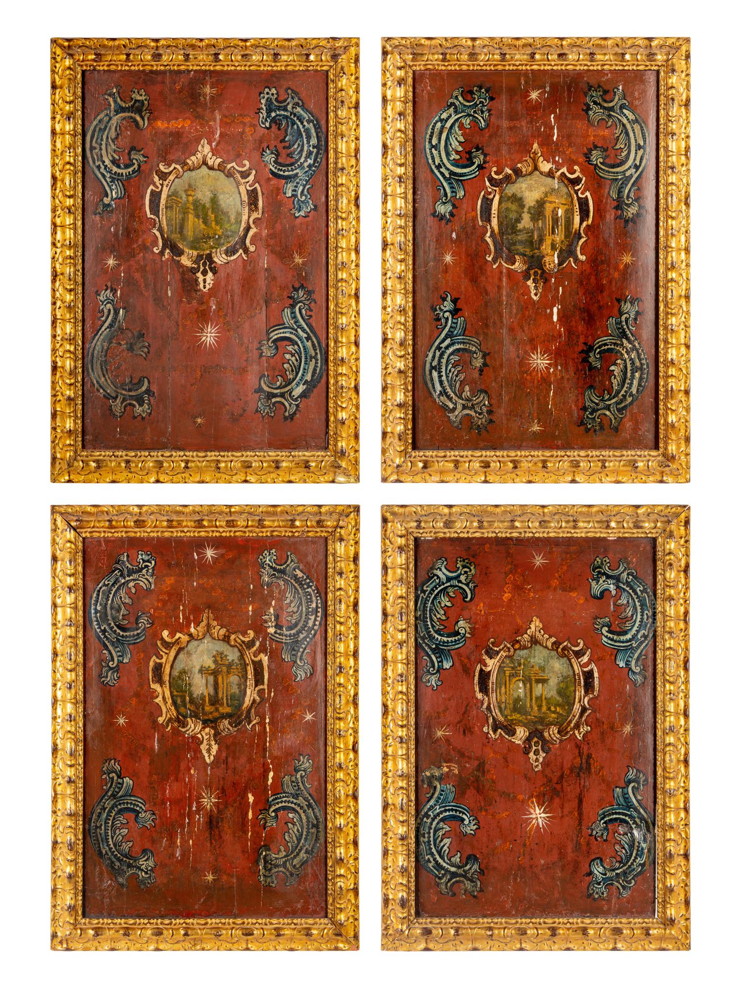 A Set of Four Italian Painted Panels