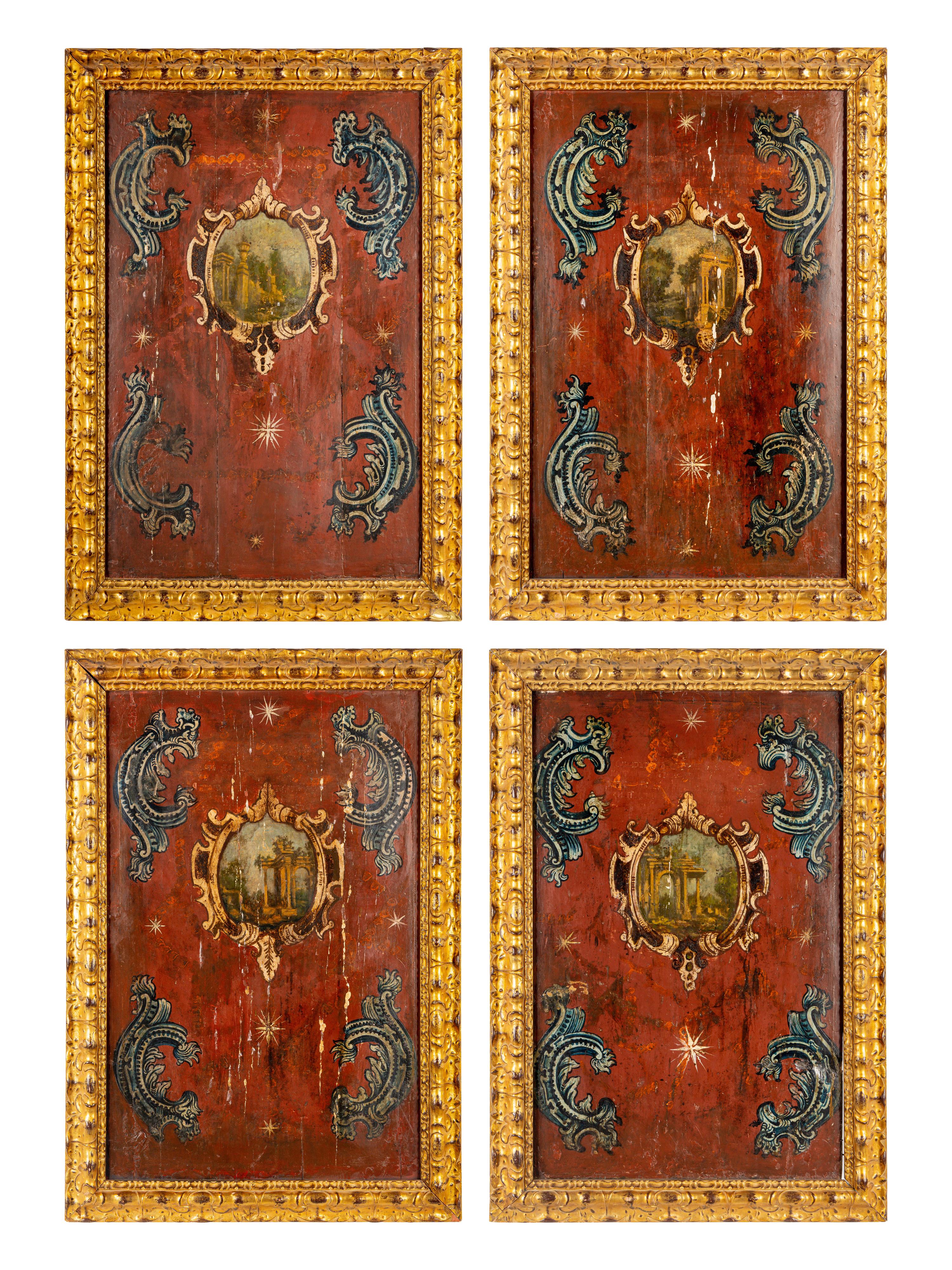 A Set of Four Italian Painted Panels