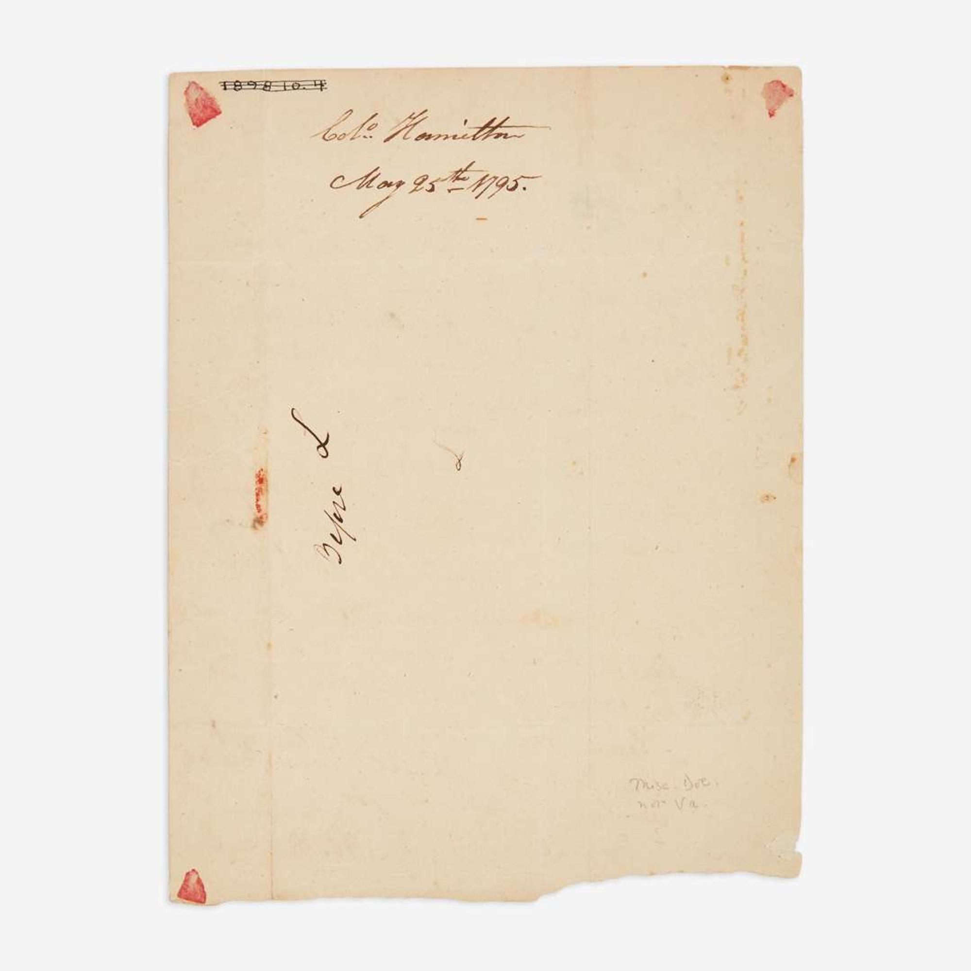 [Americana] Hamilton, Alexander Autograph Letter, signed