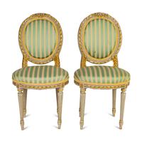 A Pair of Louis XVI Style Painted Side Chairs