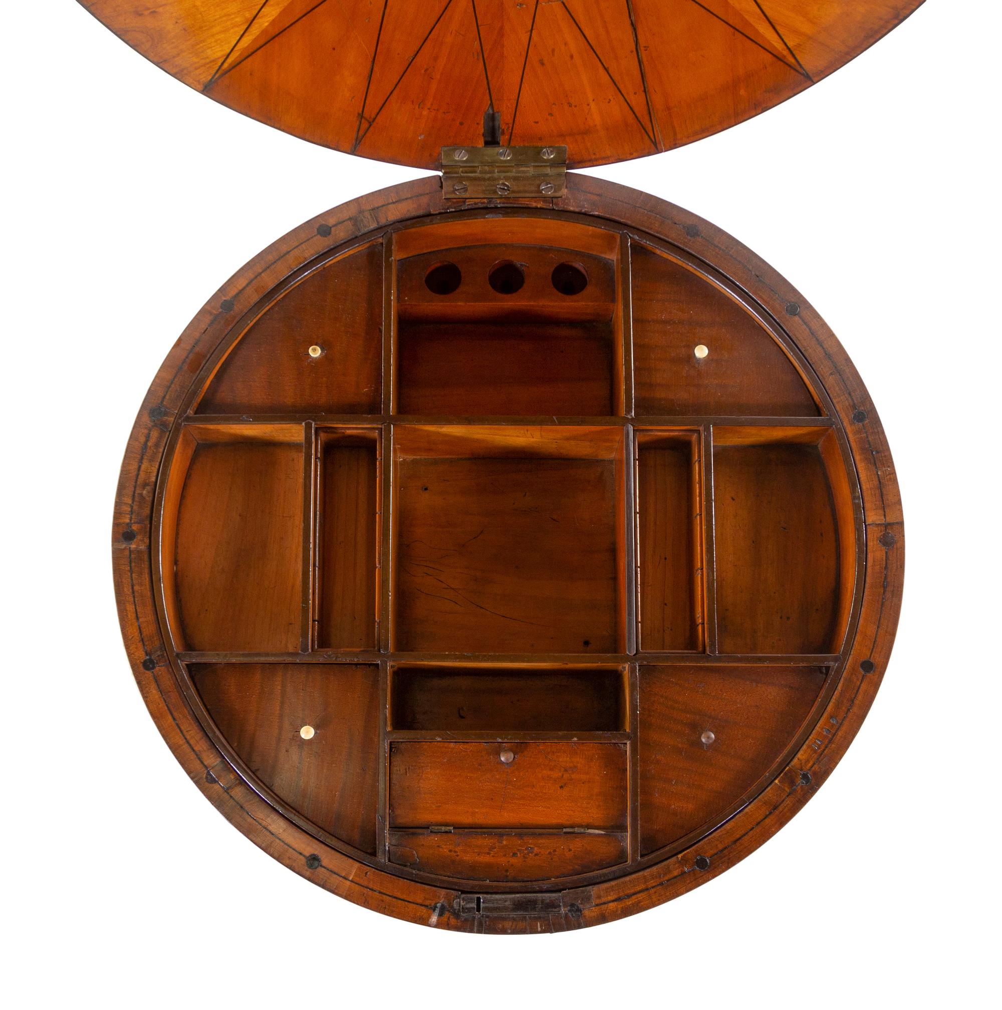 A Biedermeier Parcel Ebonized Burlwood Work Table
