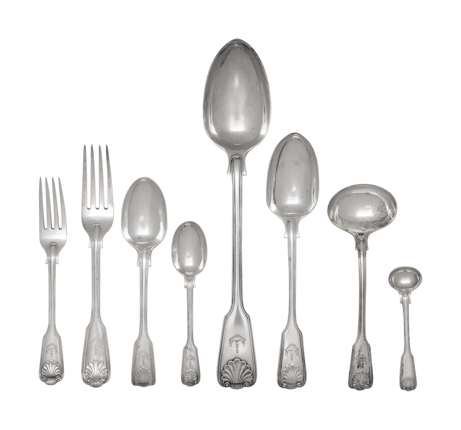 A Victorian Silver Flatware Service
