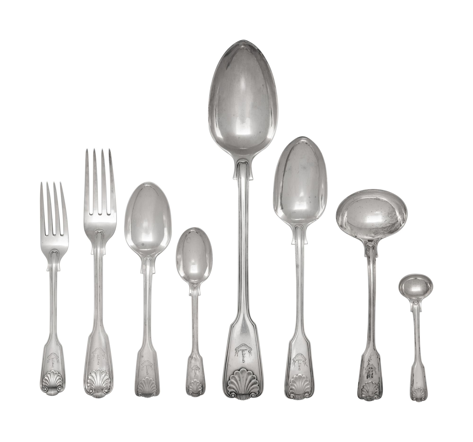 A Victorian Silver Flatware Service