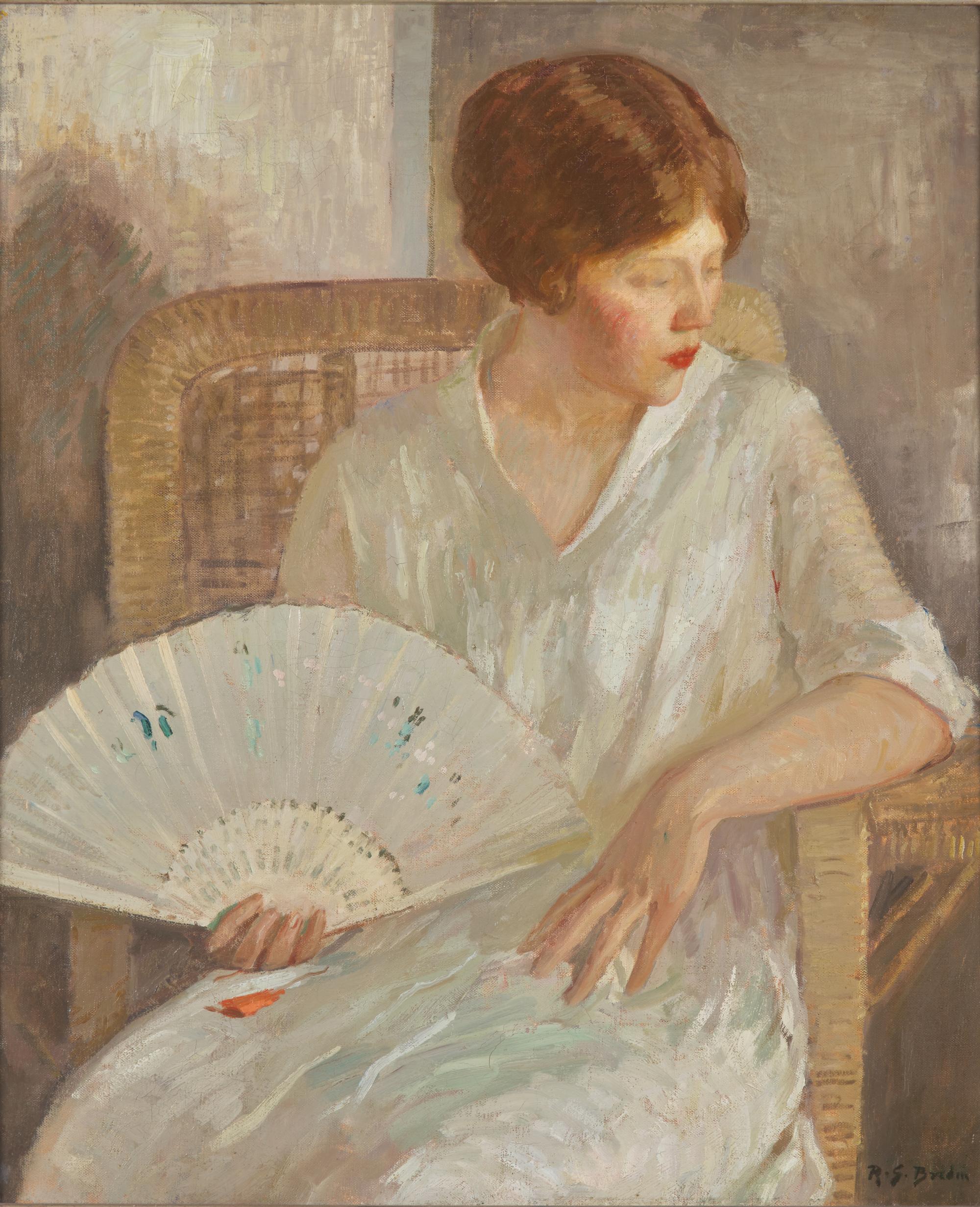 Rae Sloan Bredin (American, 1881-1933) — Girl With White Fan , c. 1915