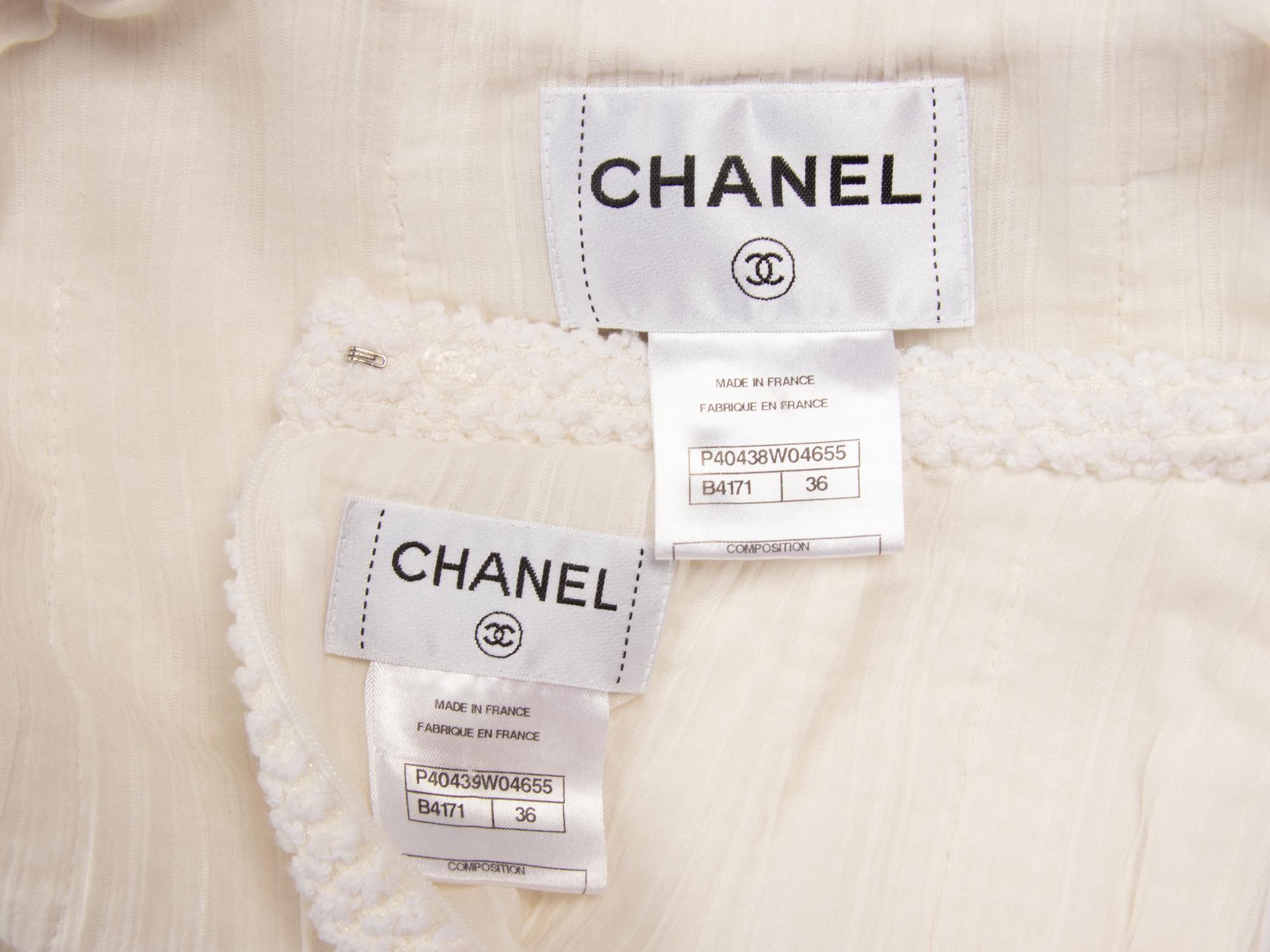 CHANEL, WHITE TWEED SKIRT SUIT