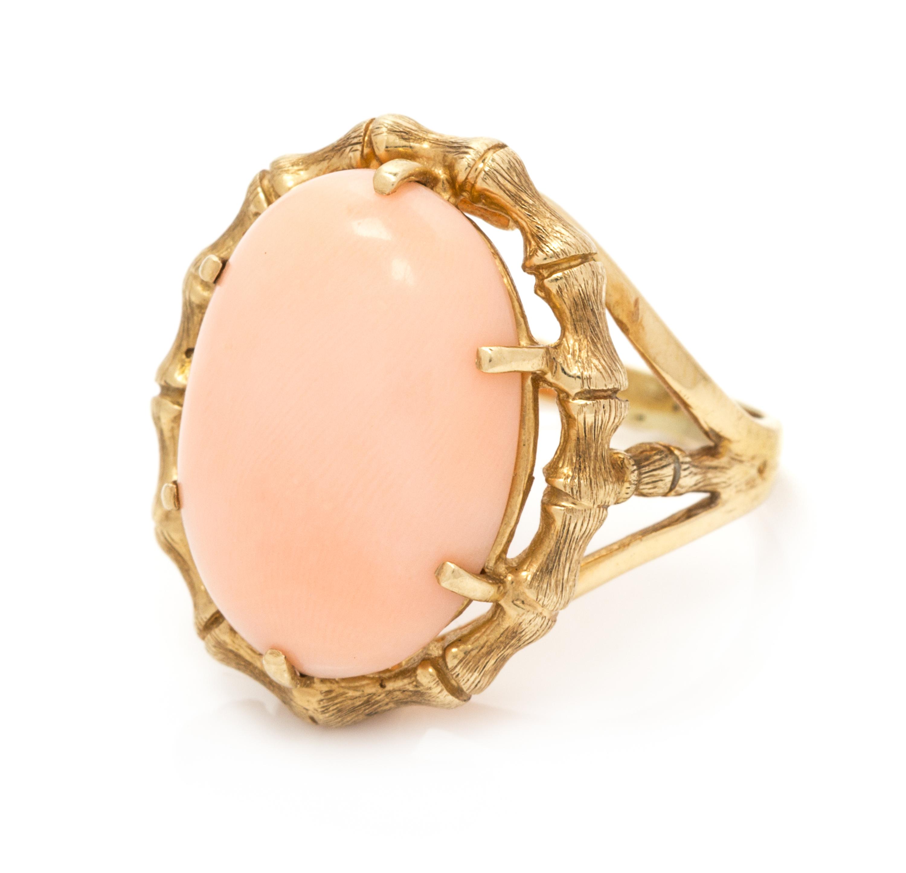 A Yellow Gold and Coral Ring, 4.90 dwts.