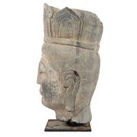 A Carved Stone Buddha Head