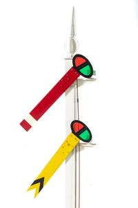Three Painted Metal Two-Light Garden Railroad Semaphore Signal Switches — 20th Century