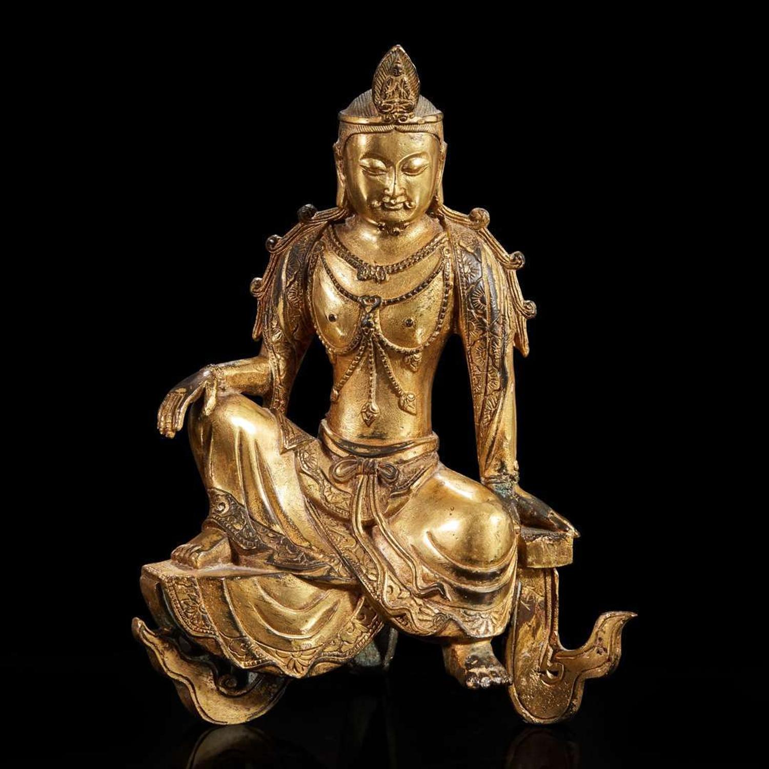 A gilt-bronze figure of a "water-moon" Avalokitesvara