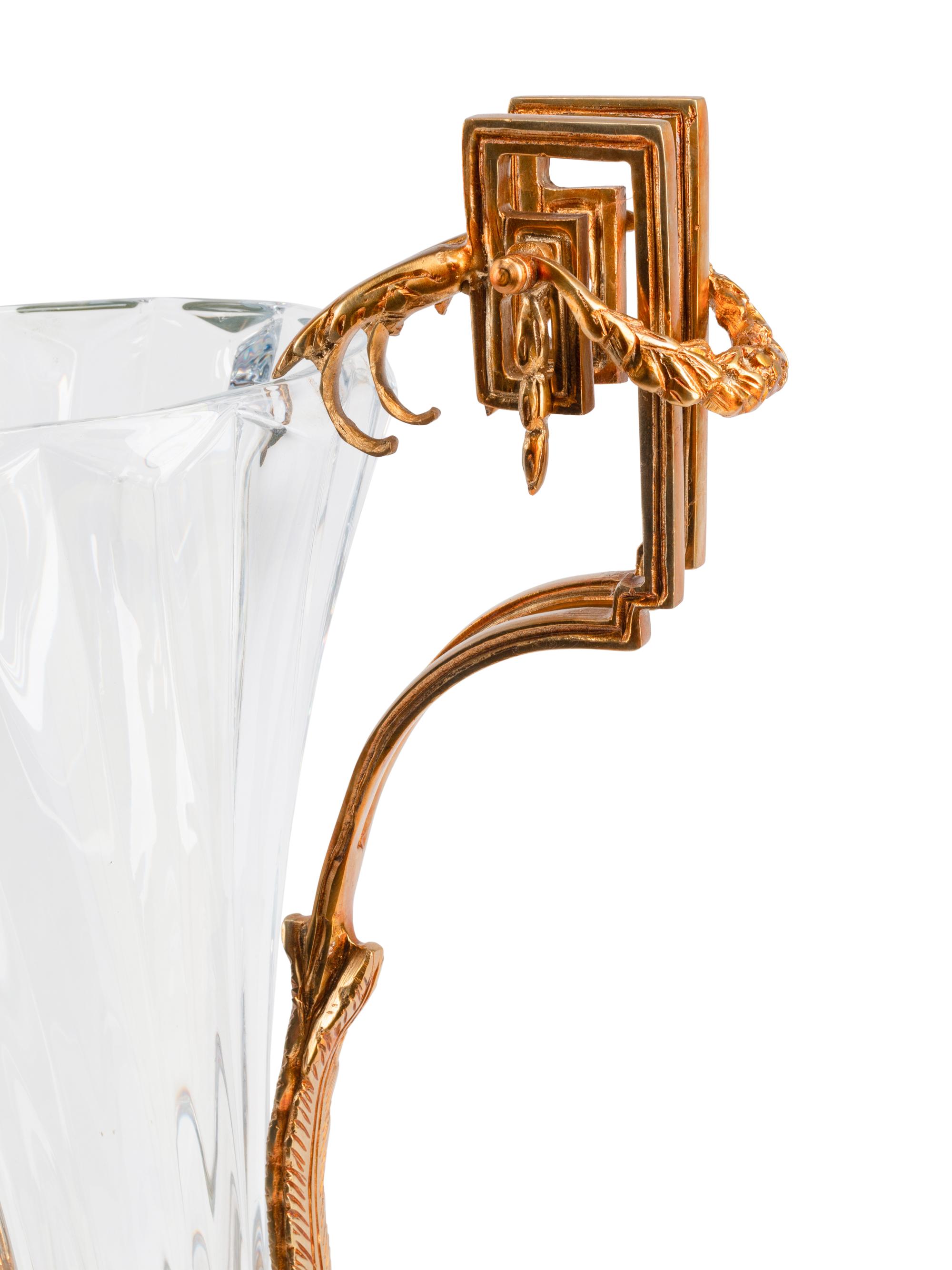 A Continental Gilt Bronze and Glass Three-Piece Table Garniture
