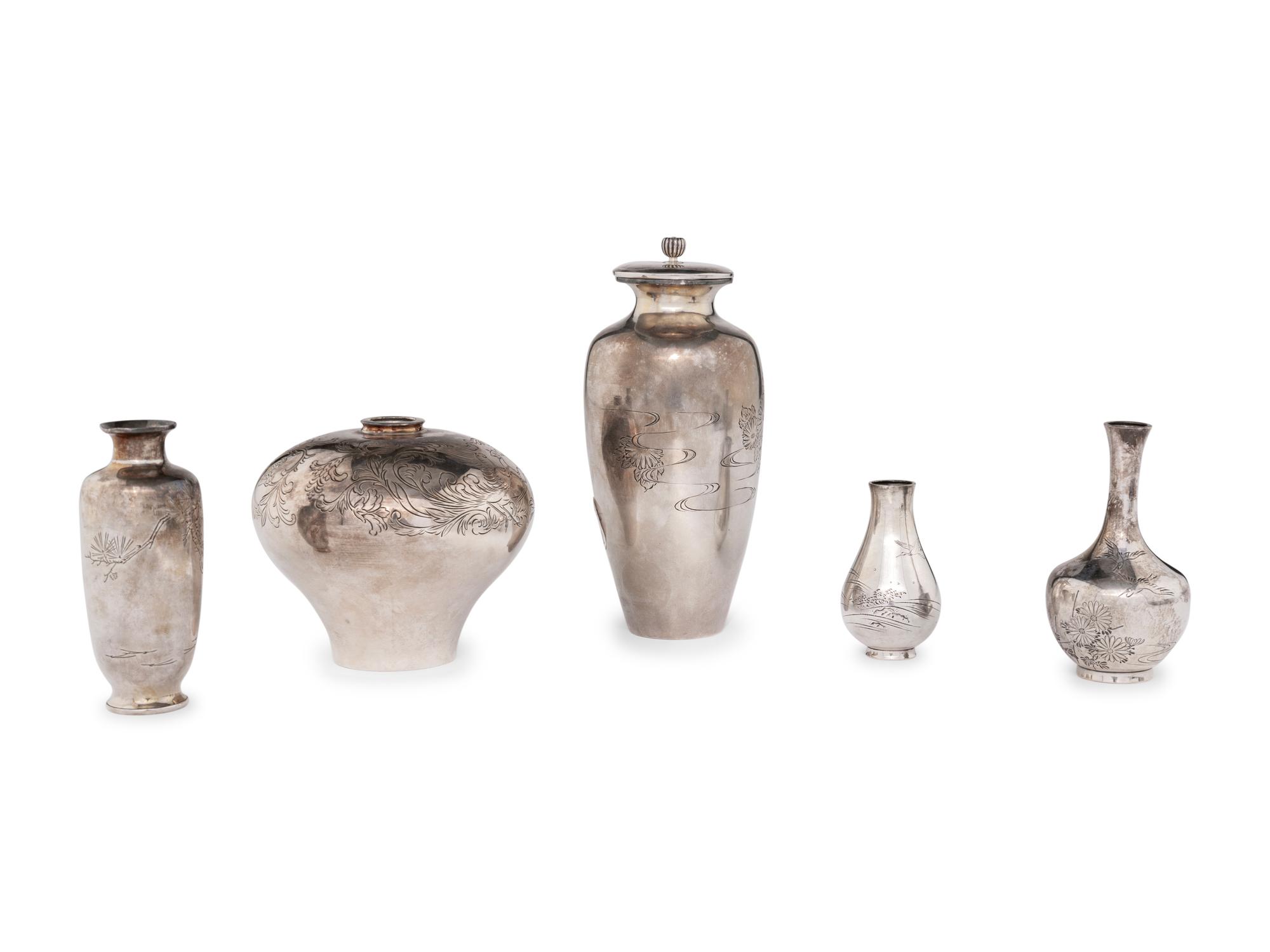 Six Japanese Silver Vessels