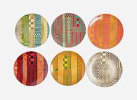 A set of six Wedgwood bone china plates in "Variations on a Geometric Theme," designed by Eduardo Paolozzi (1924-2005), Stoke-on-Trent, England, late 20th century