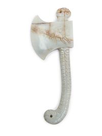 A Chinese Export Carved Jade Axe