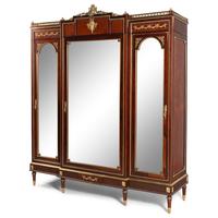 A Louis XVI Style Mahogany, Parquetry and Gilt Bronze Mounted Dressing Cabinet