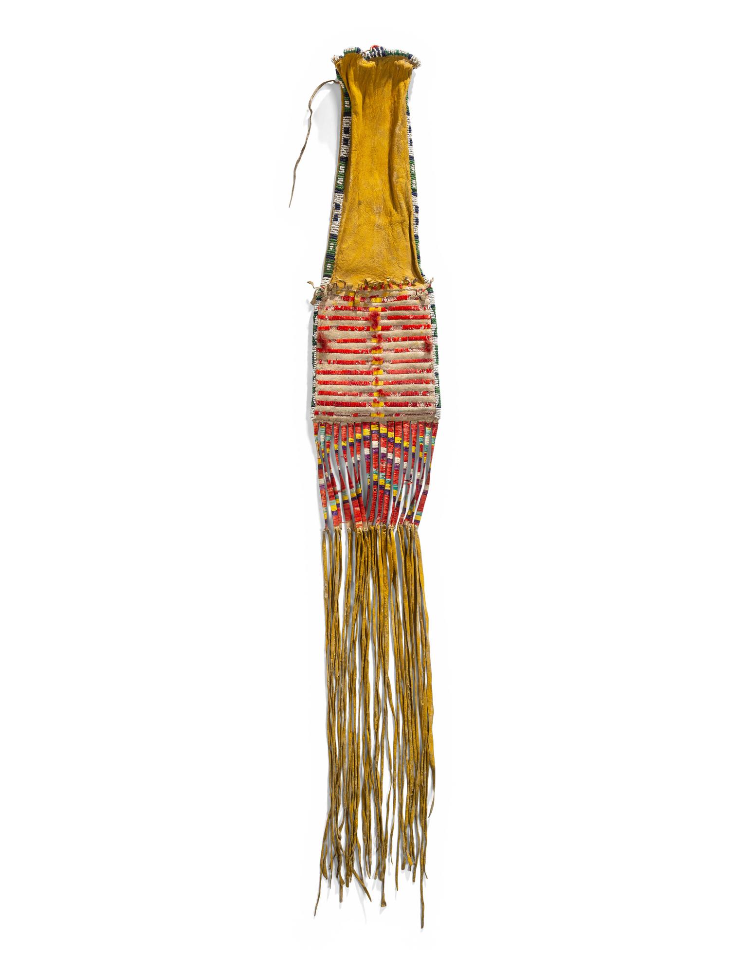 Sioux Quilled Hide Tobacco Bag, with Horse Tracks