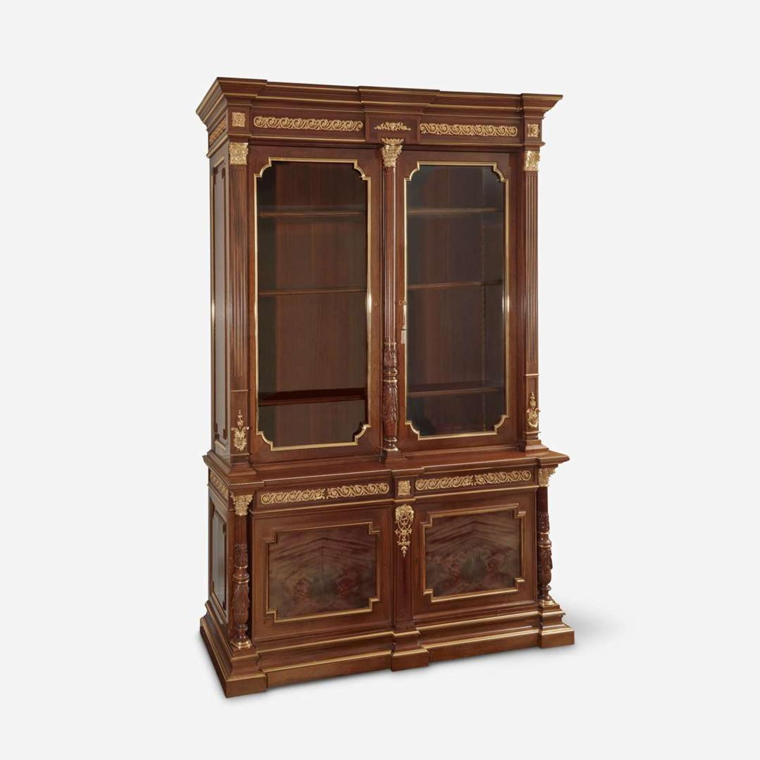 A Fine Louis XVI Style Gilt Metal Mounted Oak Bookcase