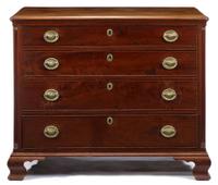 Chippendale figured mahogany four drawer chest philadelphia, pa, circa 1800