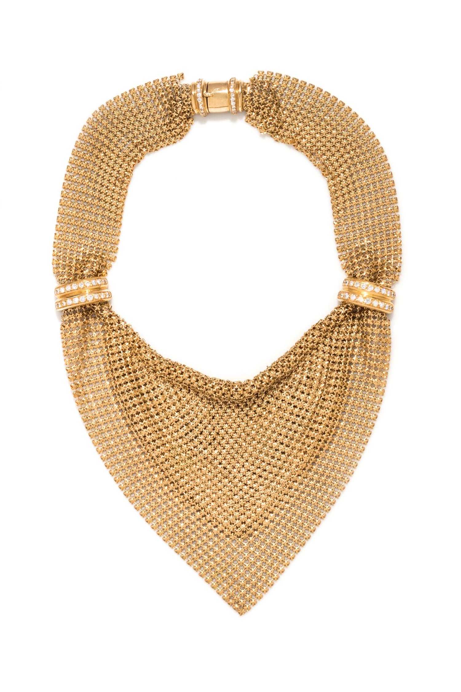 YELLOW GOLD AND DIAMOND BIB NECKLACE